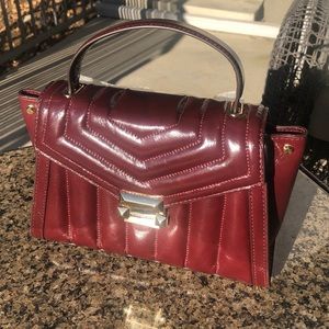 🎁 MICHAEL KORS Burgundy Quilted Top Handle & Crossbody Satchel Leather Handbag